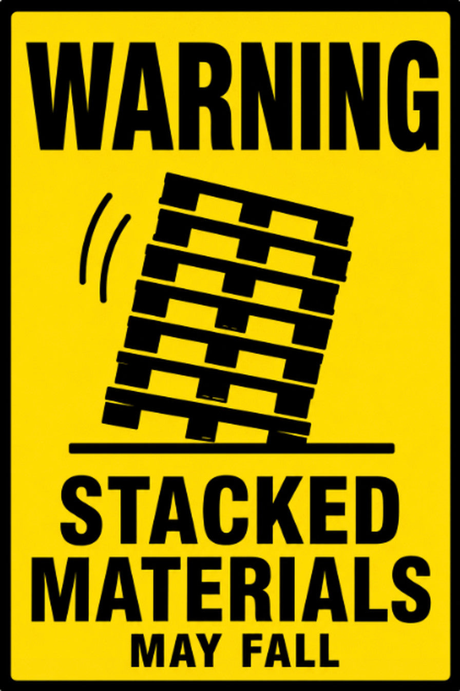 Warning Stacked Materials May Fall 4x6 vinyl sticker