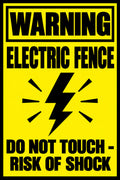 Warning Electric Fence Do Not Touch Risk Of Shock 4x6 vinyl sticker