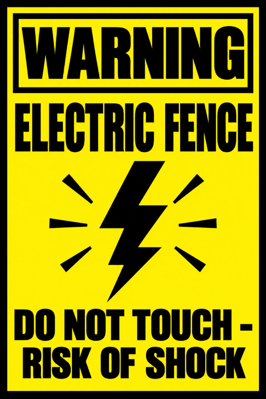 Warning Electric Fence Do Not Touch Risk Of Shock 4x6 vinyl sticker