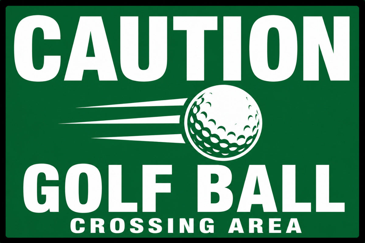 Caution Golf Ball Crossing Area 4x6 vinyl sticker