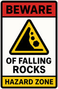 Beware of Falling Rocks Hazard Zone 4x6 vinyl sticker