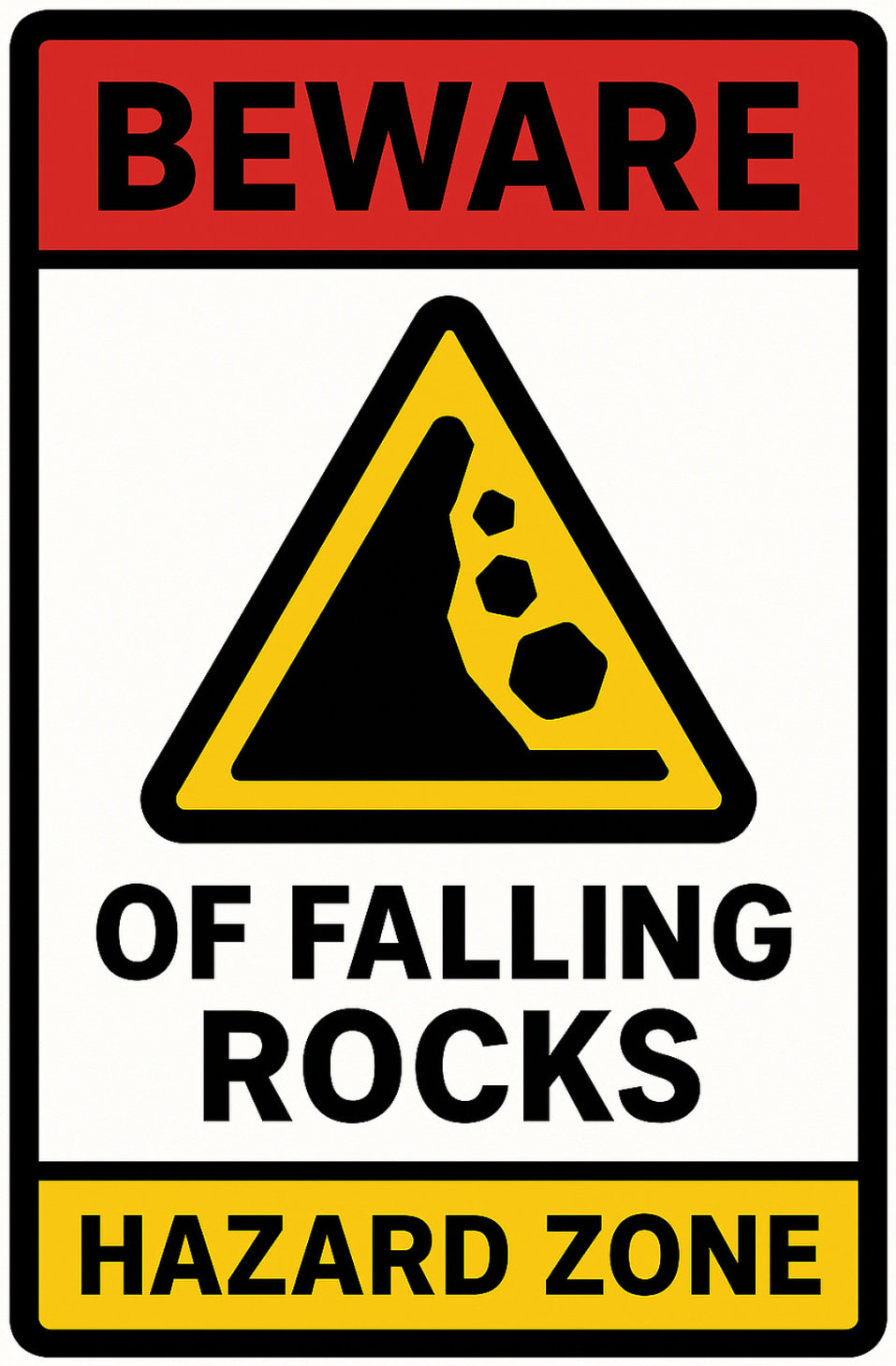 Beware of Falling Rocks Hazard Zone 4x6 vinyl sticker