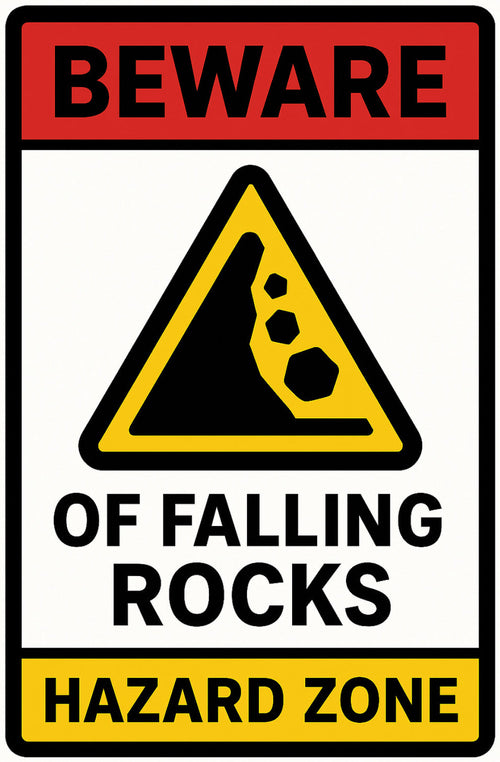 Beware of Falling Rocks Hazard Zone 4x6 vinyl sticker