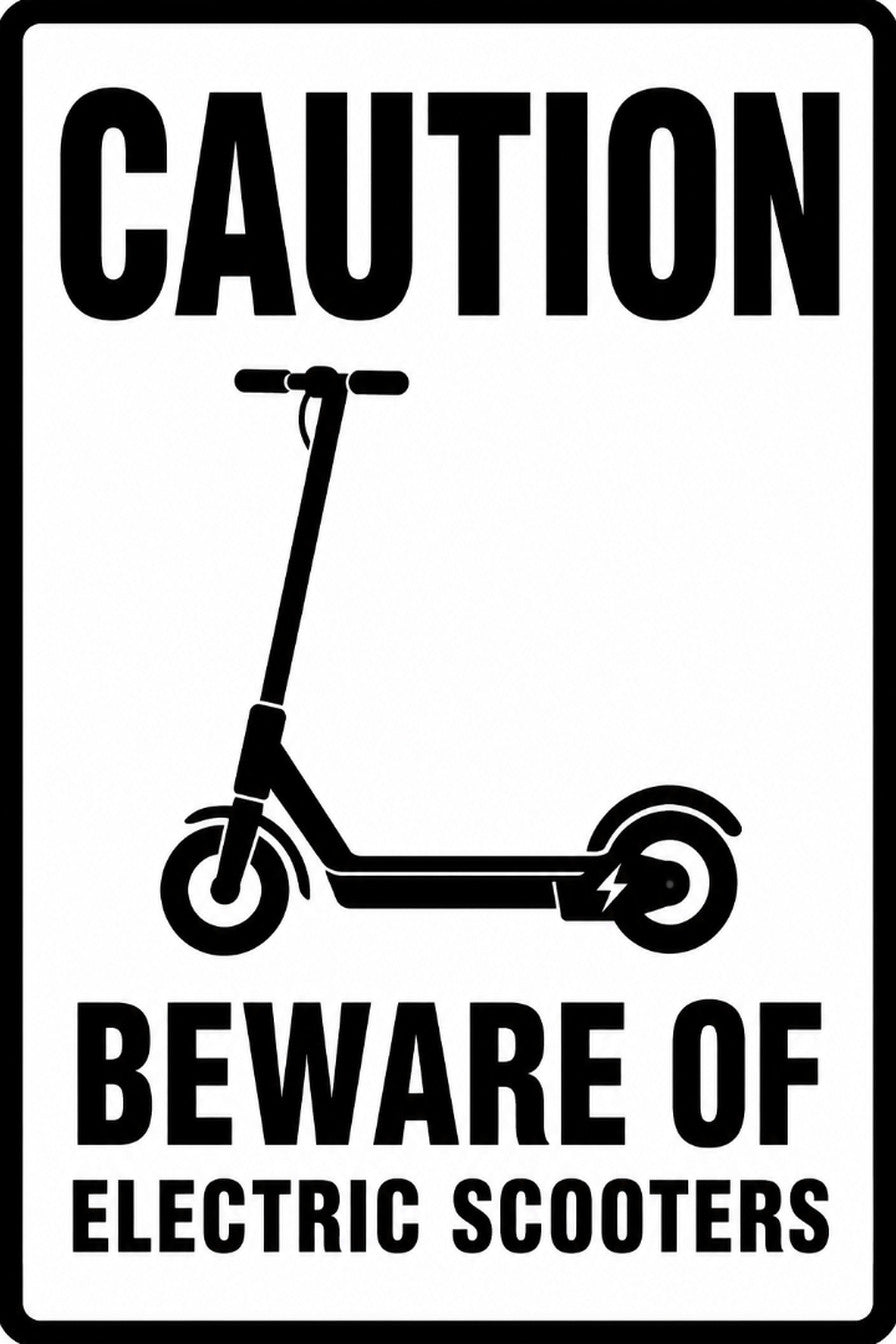 Caution Beware of Electric Scooters 4x6 vinyl sticker