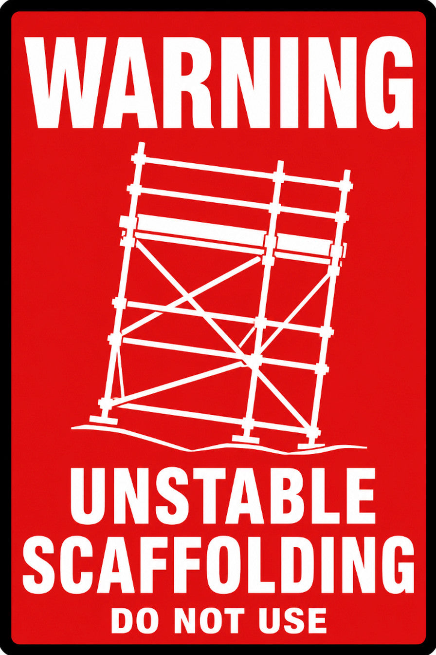 Warning Unstable Scaffolding Do Not Use 4x6 vinyl sticker