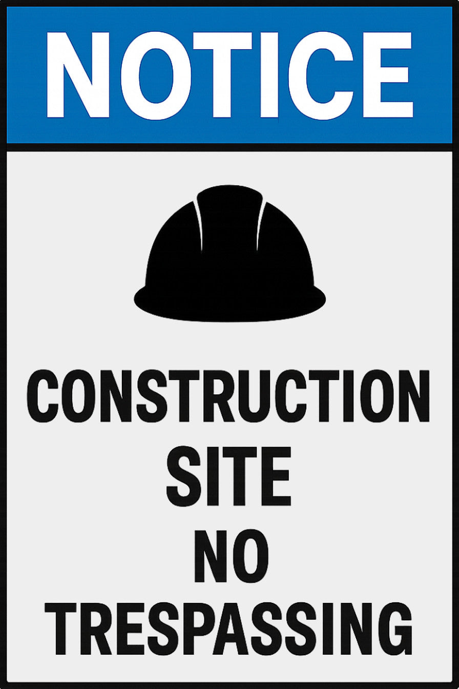 Construction Site No Trespassing 4x6 vinyl sticker