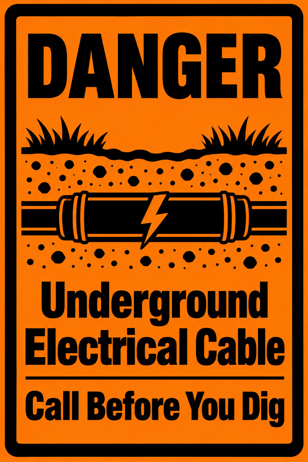 Danger Underground Electrical Cable Call Before You Dig 4x6 vinyl sticker
