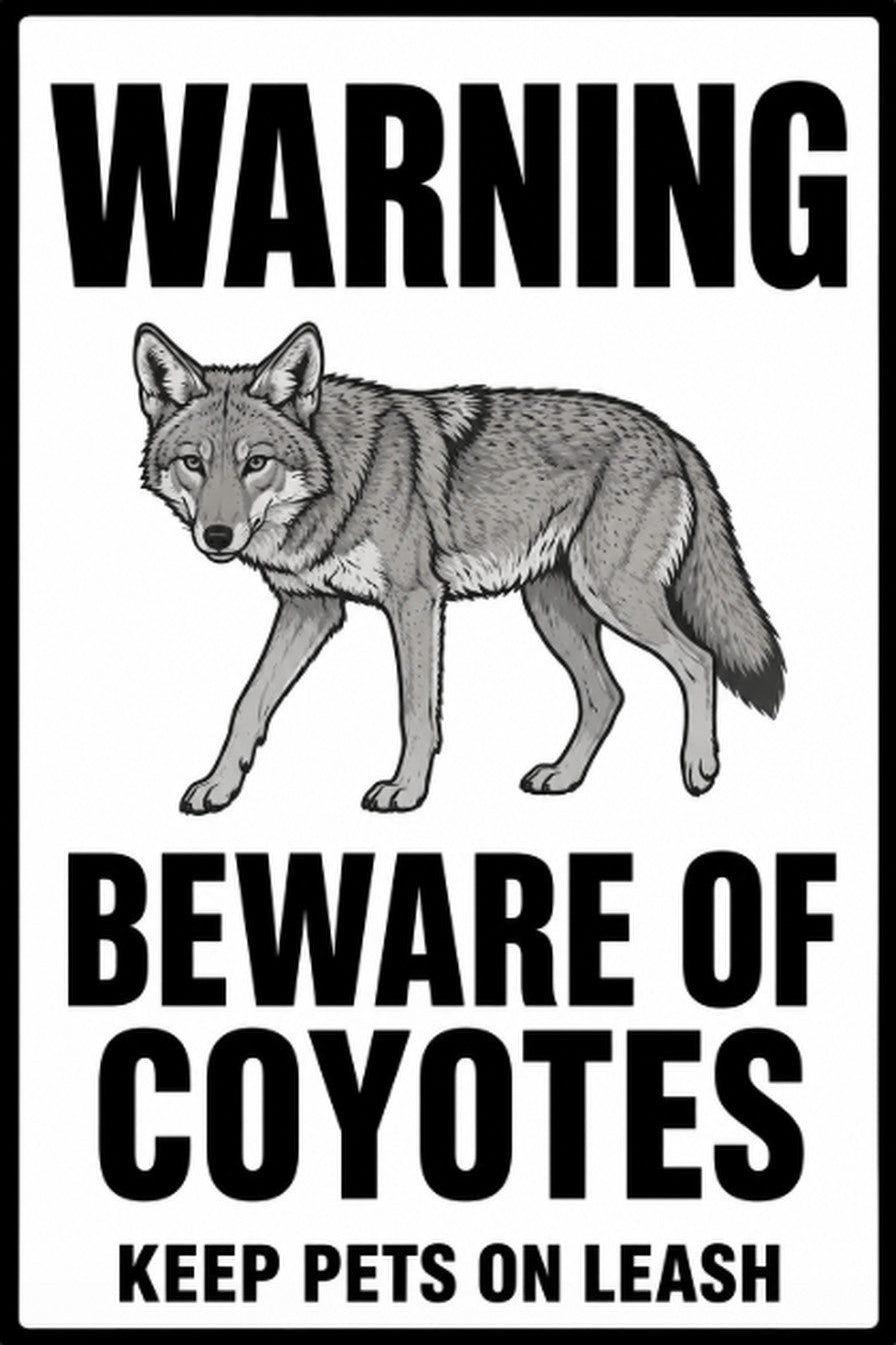 Warning Beware of Coyotes 4x6 vinyl sticker