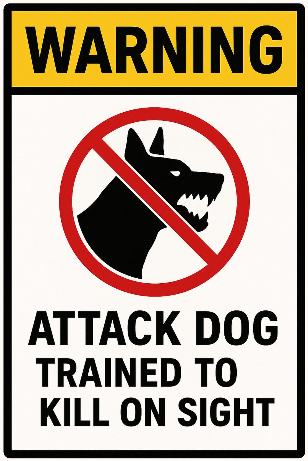 Attack Dog Trained To Kill On Sight 4x6 vinyl sticker