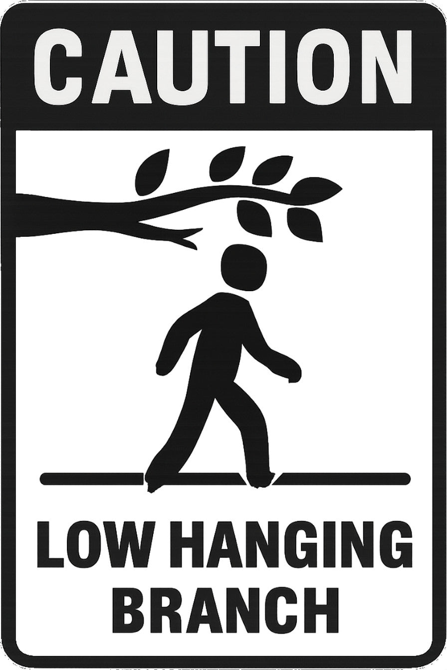 Caution Low Hanging Branch 4x6 vinyl sticker