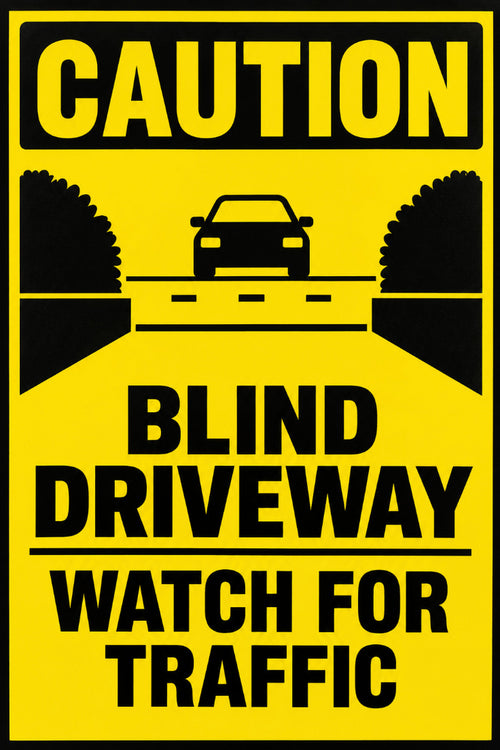 Blind Driveway Watch for Traffic 4x6 vinyl sticker