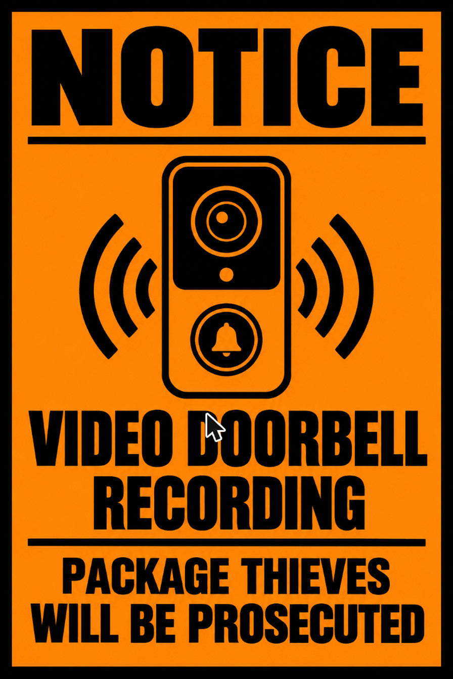 Notice Video Doorbell Recording Package Thieves Prosecuted 4x6 vinyl sticker