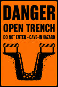 Danger Open Trench Cave-In Hazard 4x6 vinyl sticker