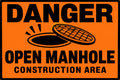 Danger Open Manhole Construction Area 4x6 vinyl sticker