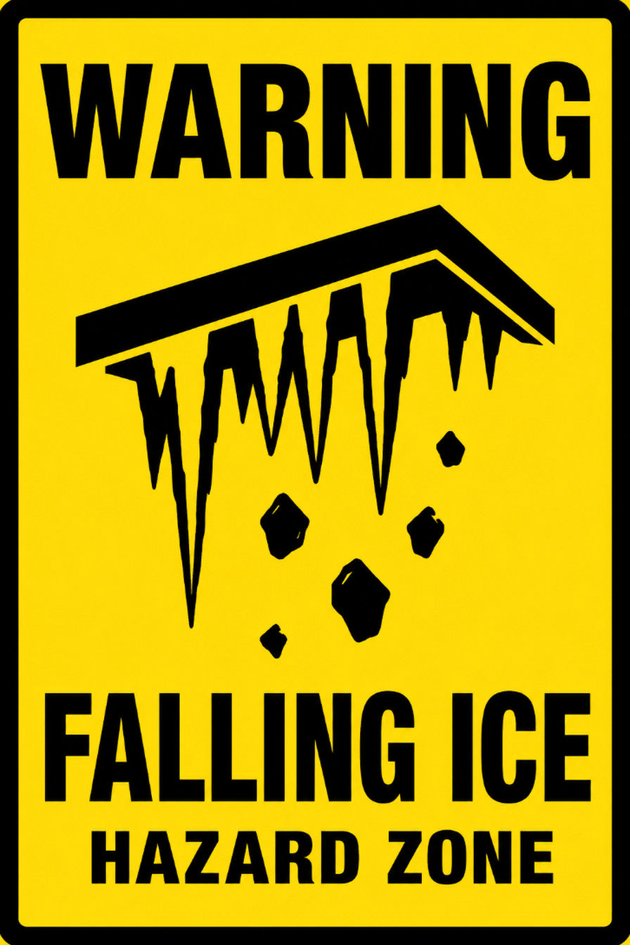 Warning Falling Ice Hazard Zone 4x6 vinyl sticker