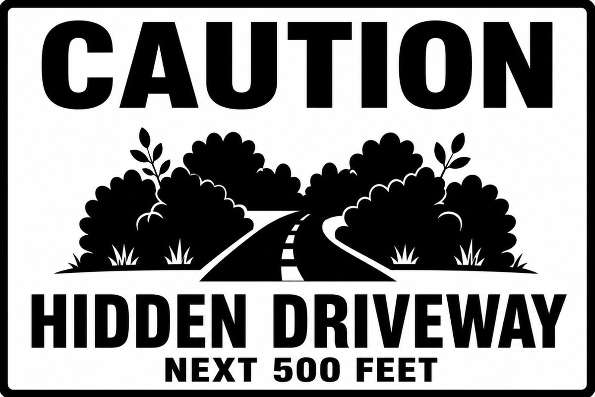 Caution Hidden Driveway Next 500 Feet 4x6 vinyl sticker