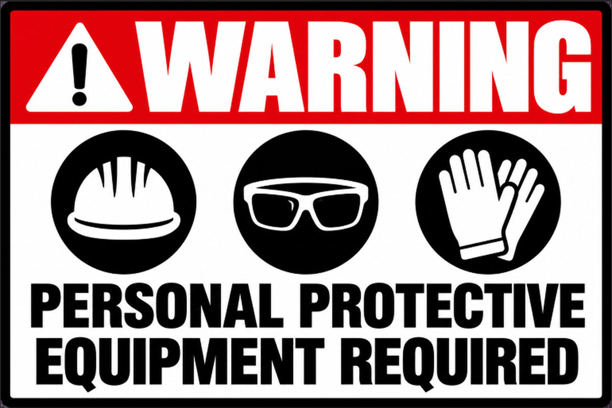 Warning PPE Required In This Area 4x6 vinyl sticker