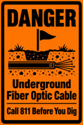Danger Underground Fiber Optic Cable 4x6 vinyl sticker