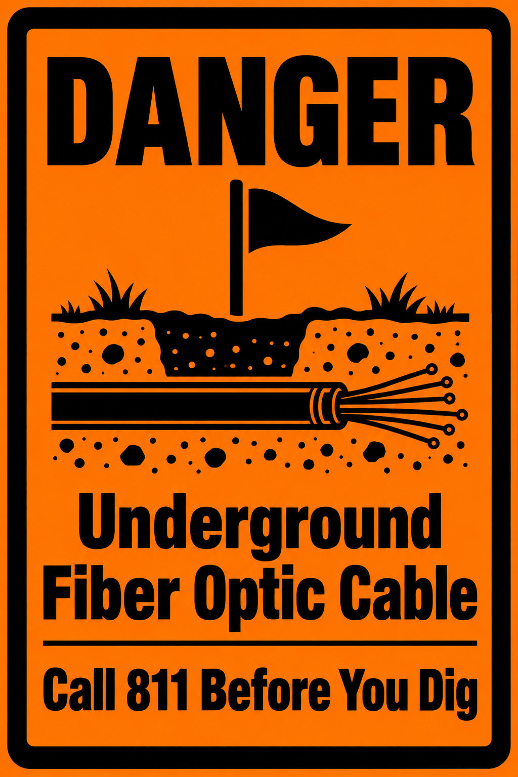 Danger Underground Fiber Optic Cable 4x6 vinyl sticker