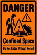 Danger Confined Space Do Not Enter Without Permit 4x6 vinyl sticker