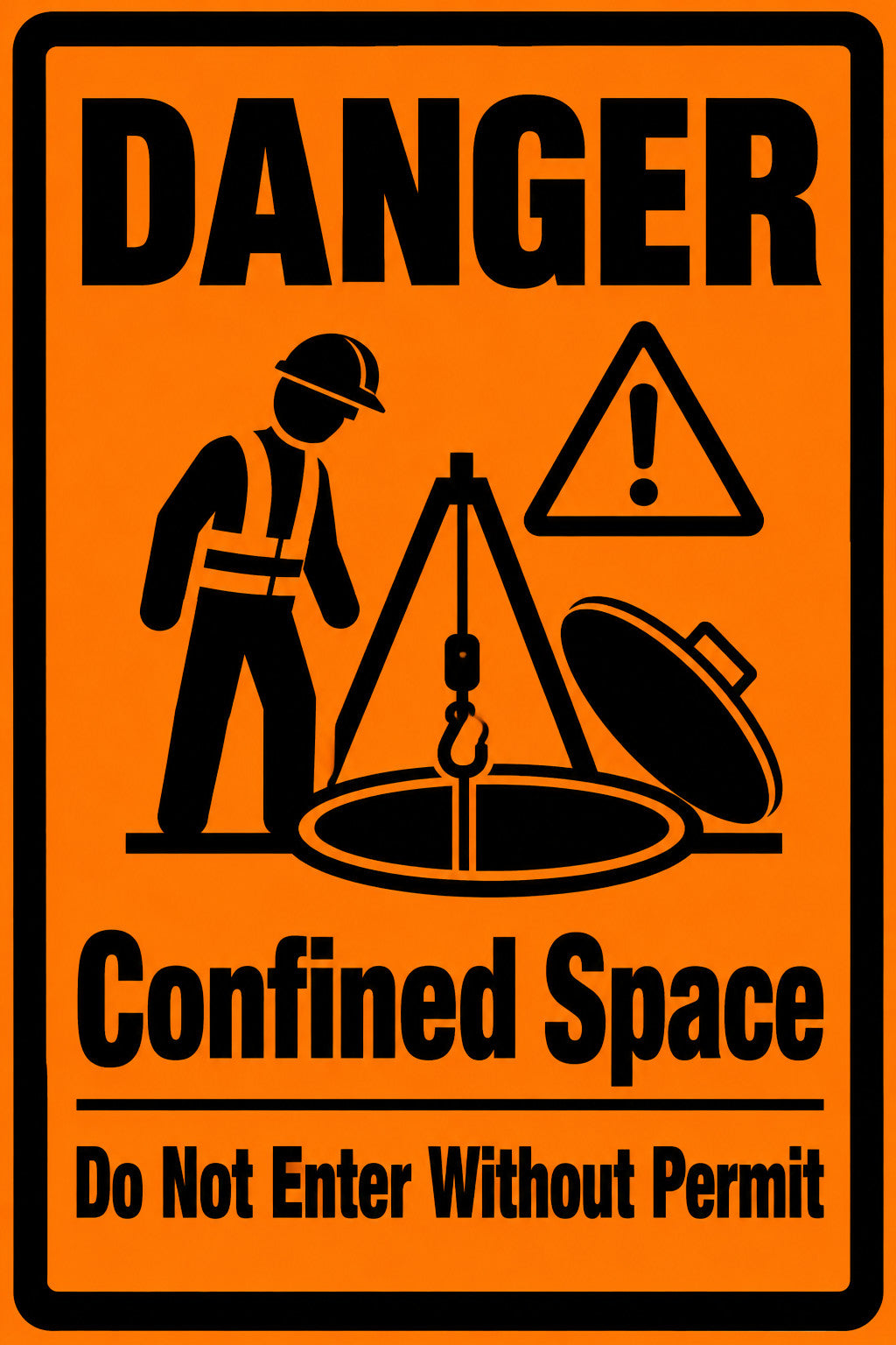 Danger Confined Space Do Not Enter Without Permit 4x6 vinyl sticker