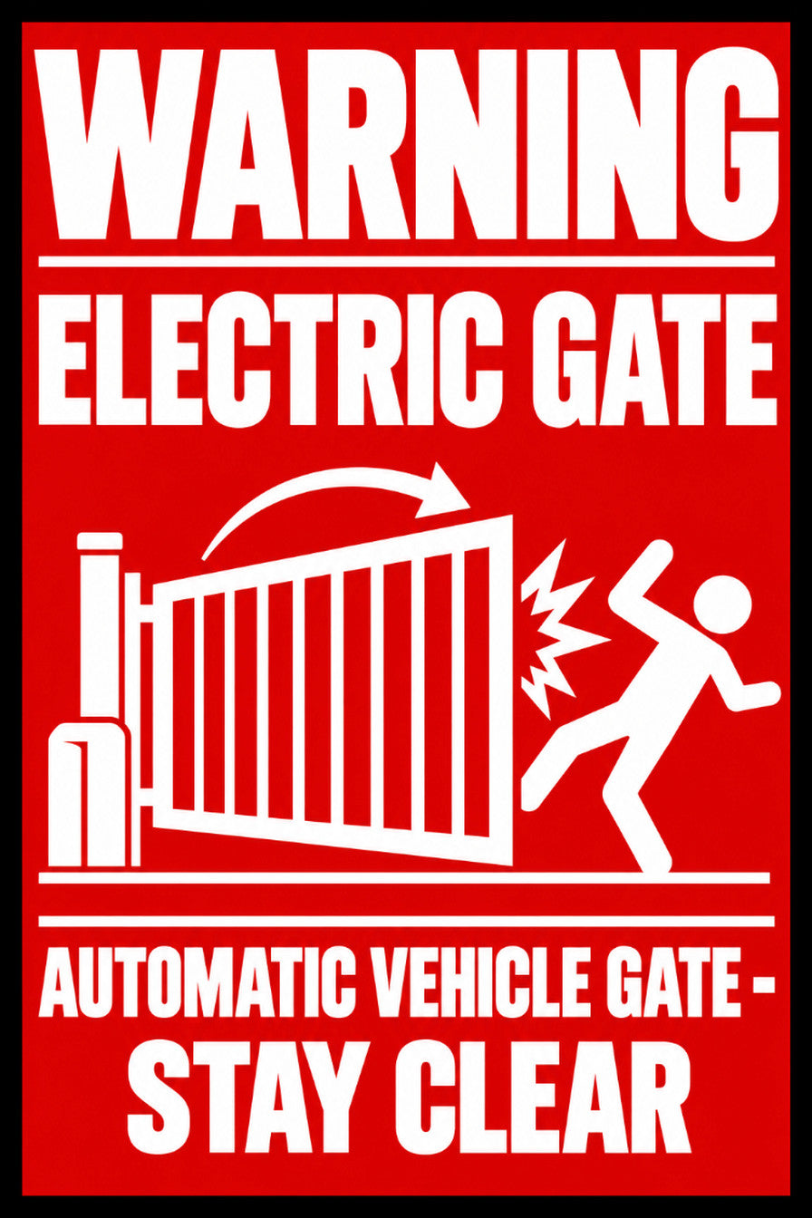 Warning Electric Gate Automatic Vehicle Stay Clear 4x6 vinyl sticker