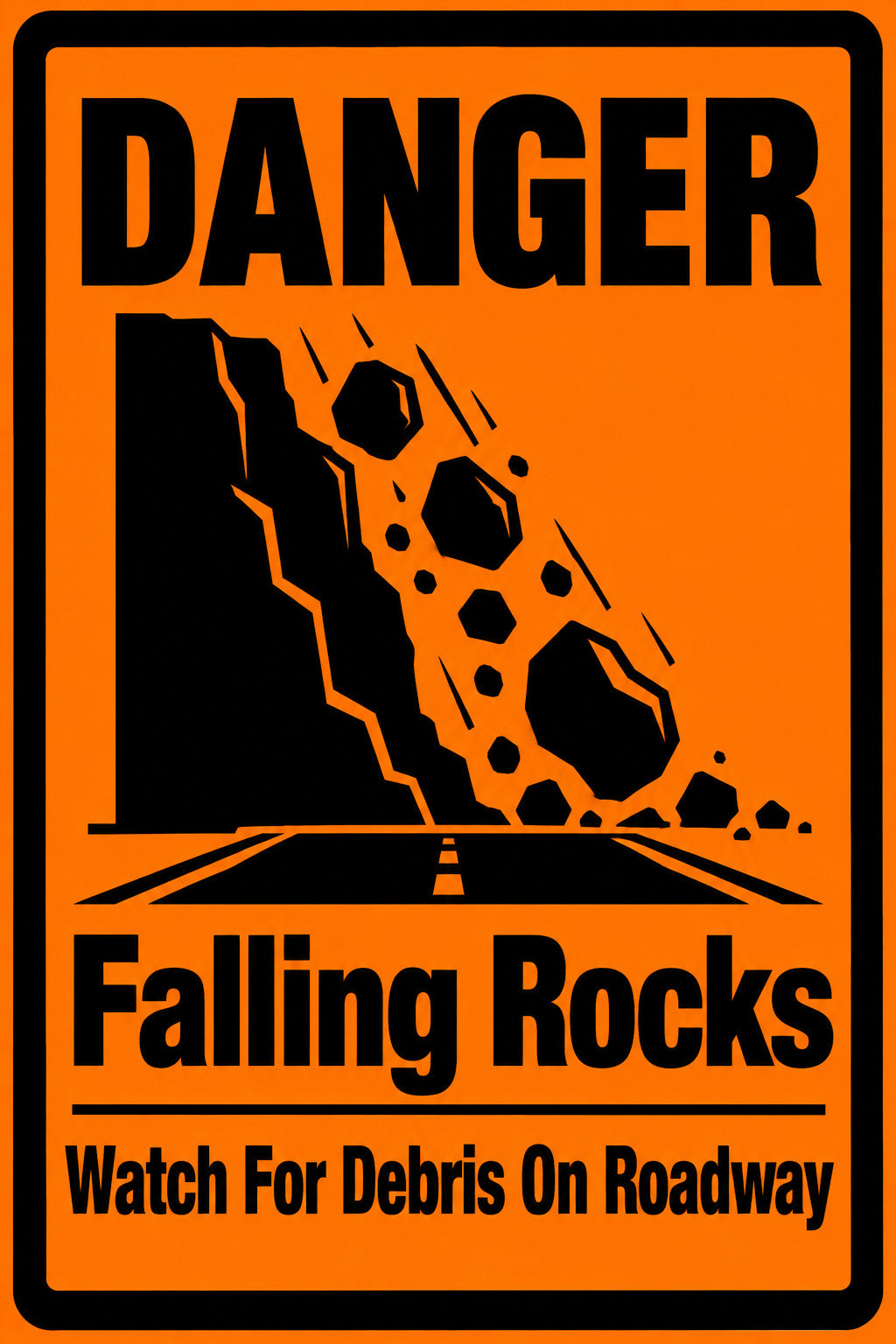 Danger Falling Rocks Watch For Debris On Roadway 4x6 vinyl sticker