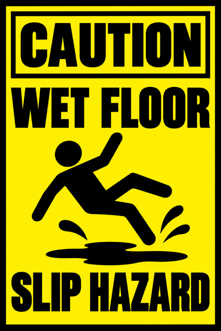 Caution Wet Floor Slip Hazard 4x6 vinyl sticker