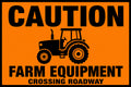Caution Farm Equipment Crossing Roadway 4x6 vinyl sticker