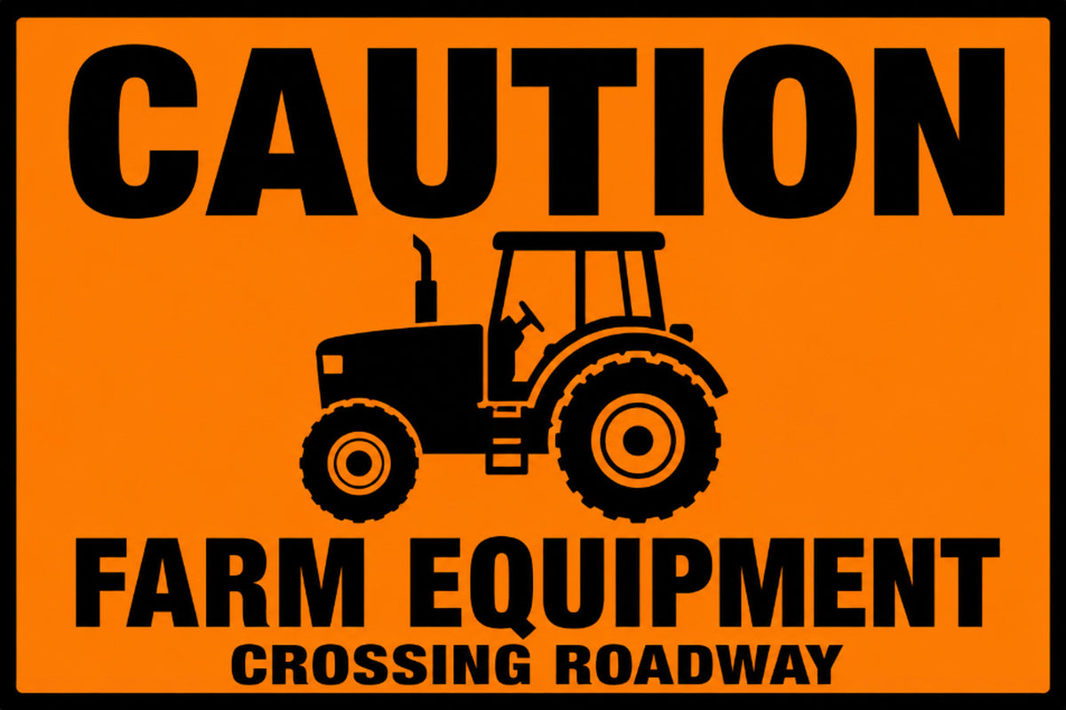 Caution Farm Equipment Crossing Roadway 4x6 vinyl sticker