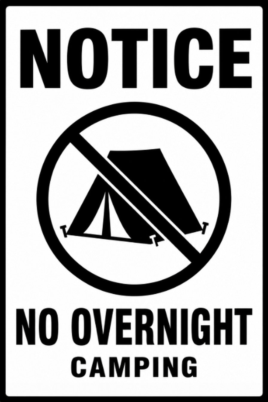 Notice No Overnight Camping 4x6 vinyl sticker