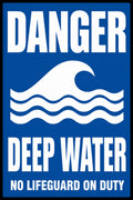Danger Deep Water No Lifeguard On Duty 4x6 vinyl sticker
