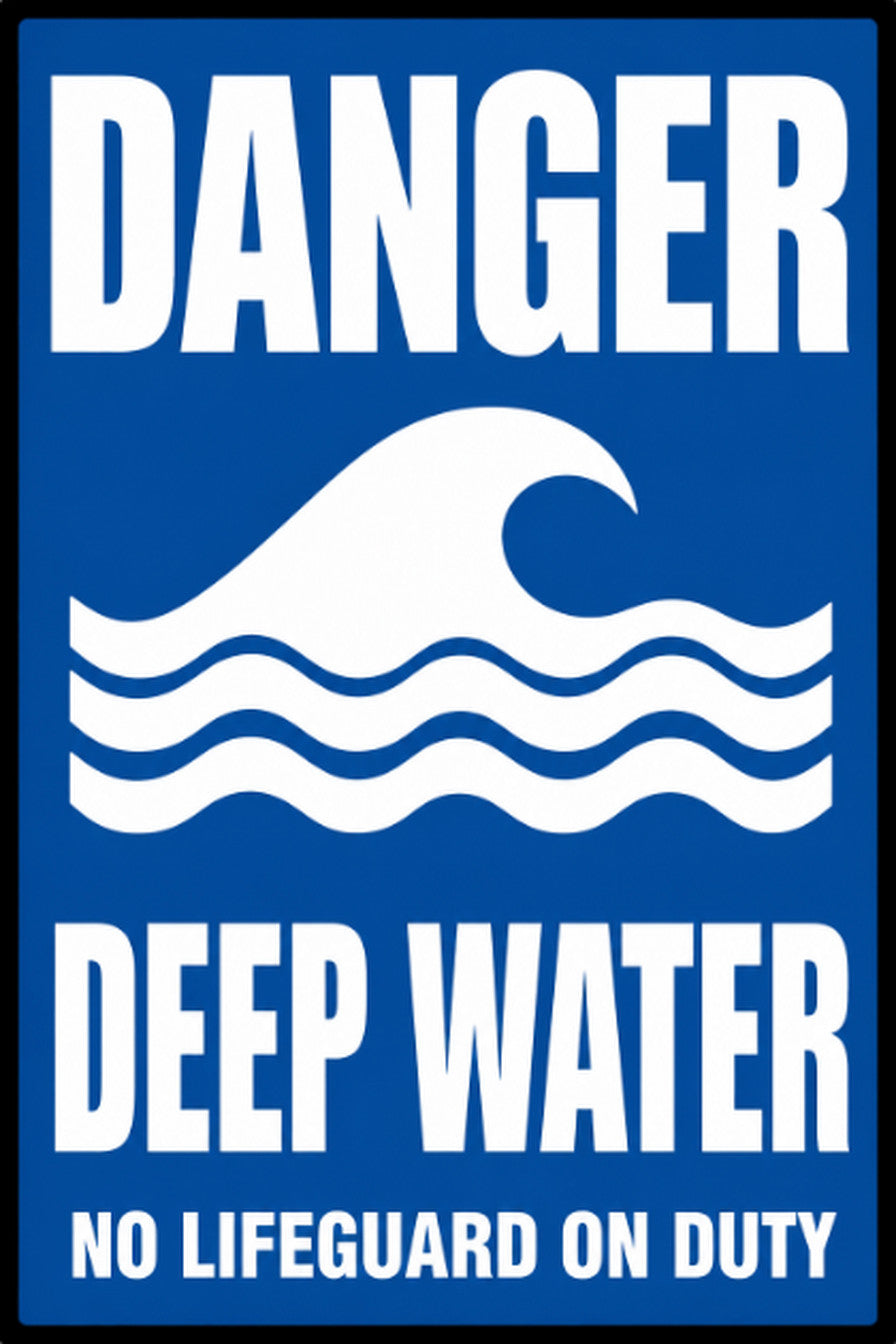 Danger Deep Water No Lifeguard On Duty 4x6 vinyl sticker