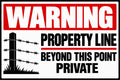 Warning Property Line Beyond This Point Private 4x6 vinyl sticker