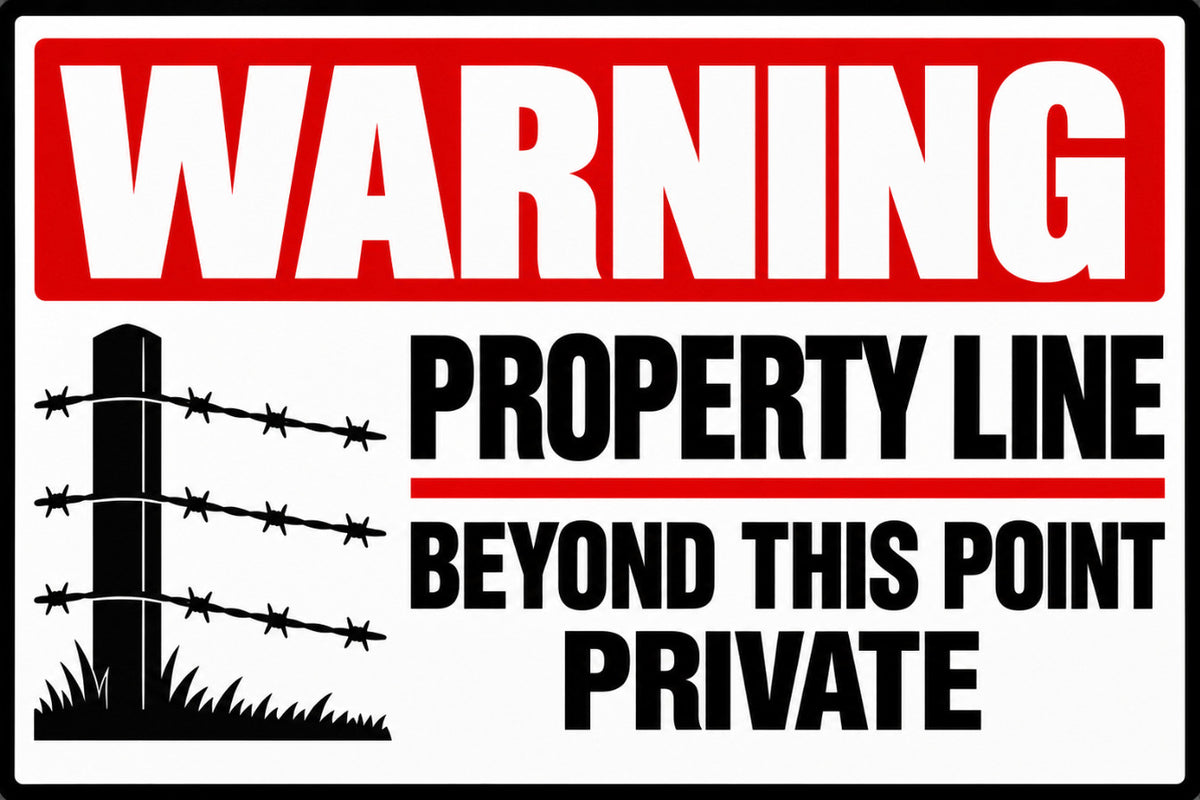 Warning Property Line Beyond This Point Private 4x6 vinyl sticker