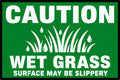 Caution Wet Grass Slippery Surface 4x6 vinyl sticker