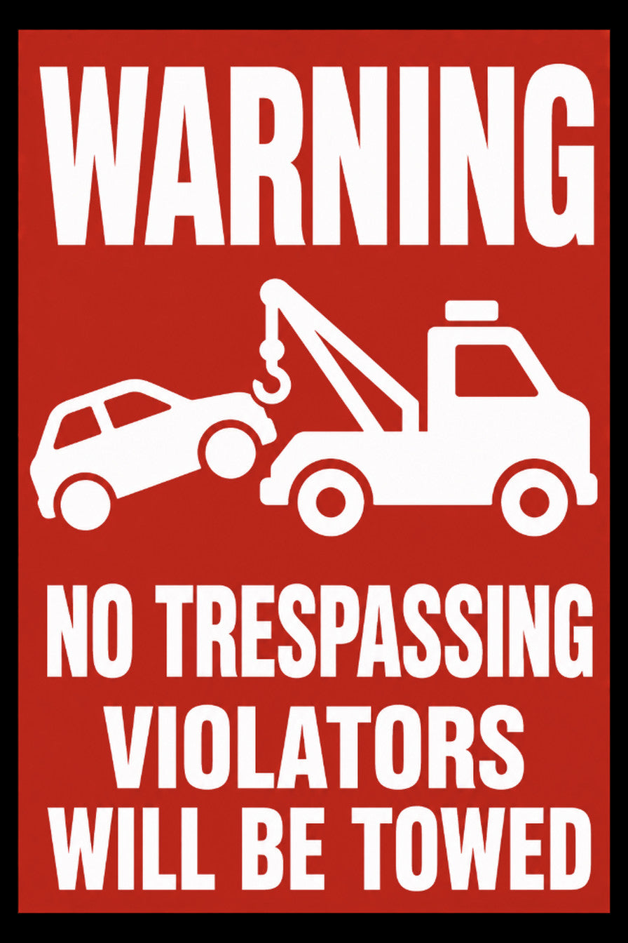 Warning No Trespassing Violators Will Be Towed 4x6 vinyl sticker