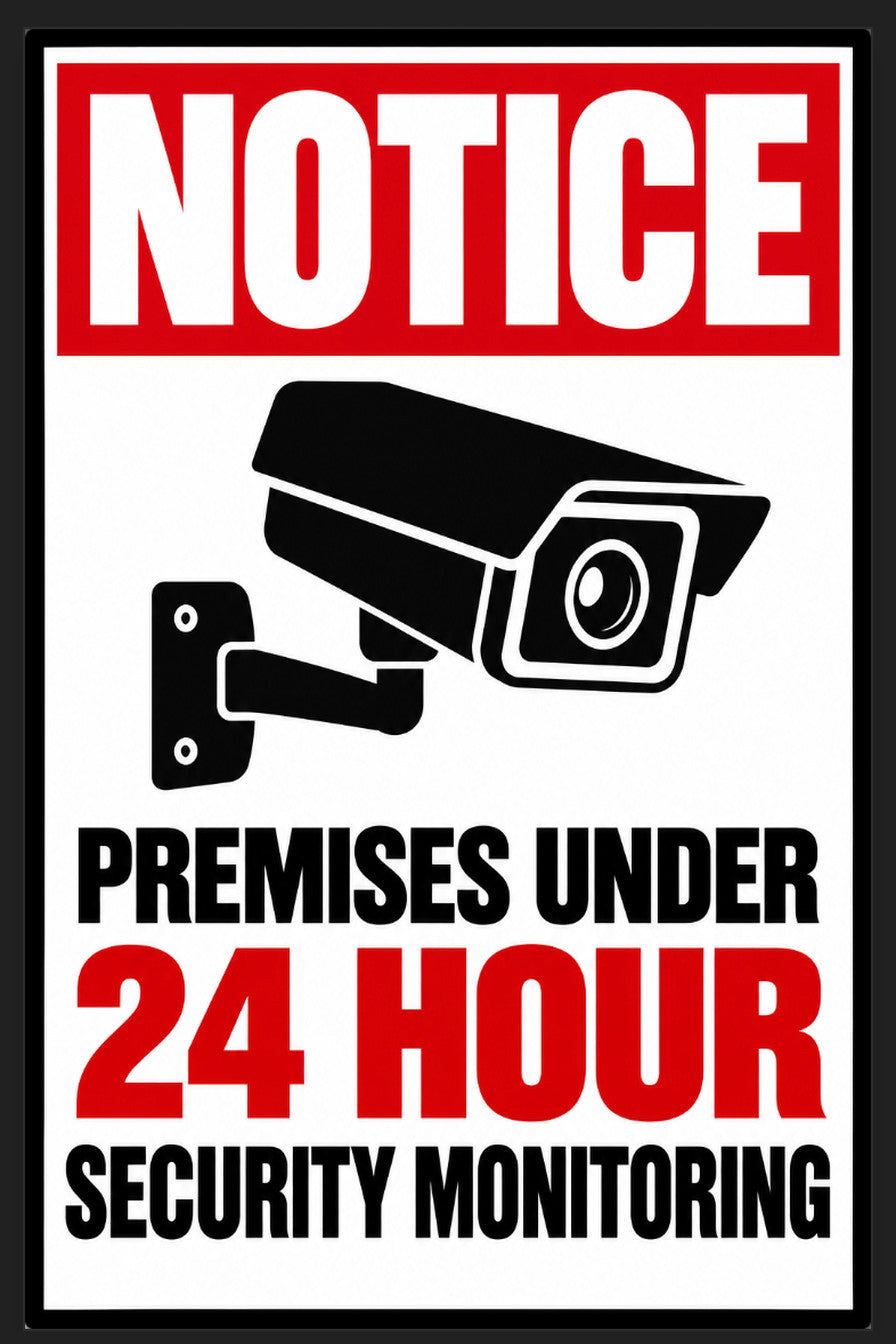 Notice Premises 24 Hour Security Monitoring 4x6 vinyl sticker