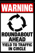 Warning Roundabout Ahead Yield To Traffic In Circle 4x6 vinyl sticker