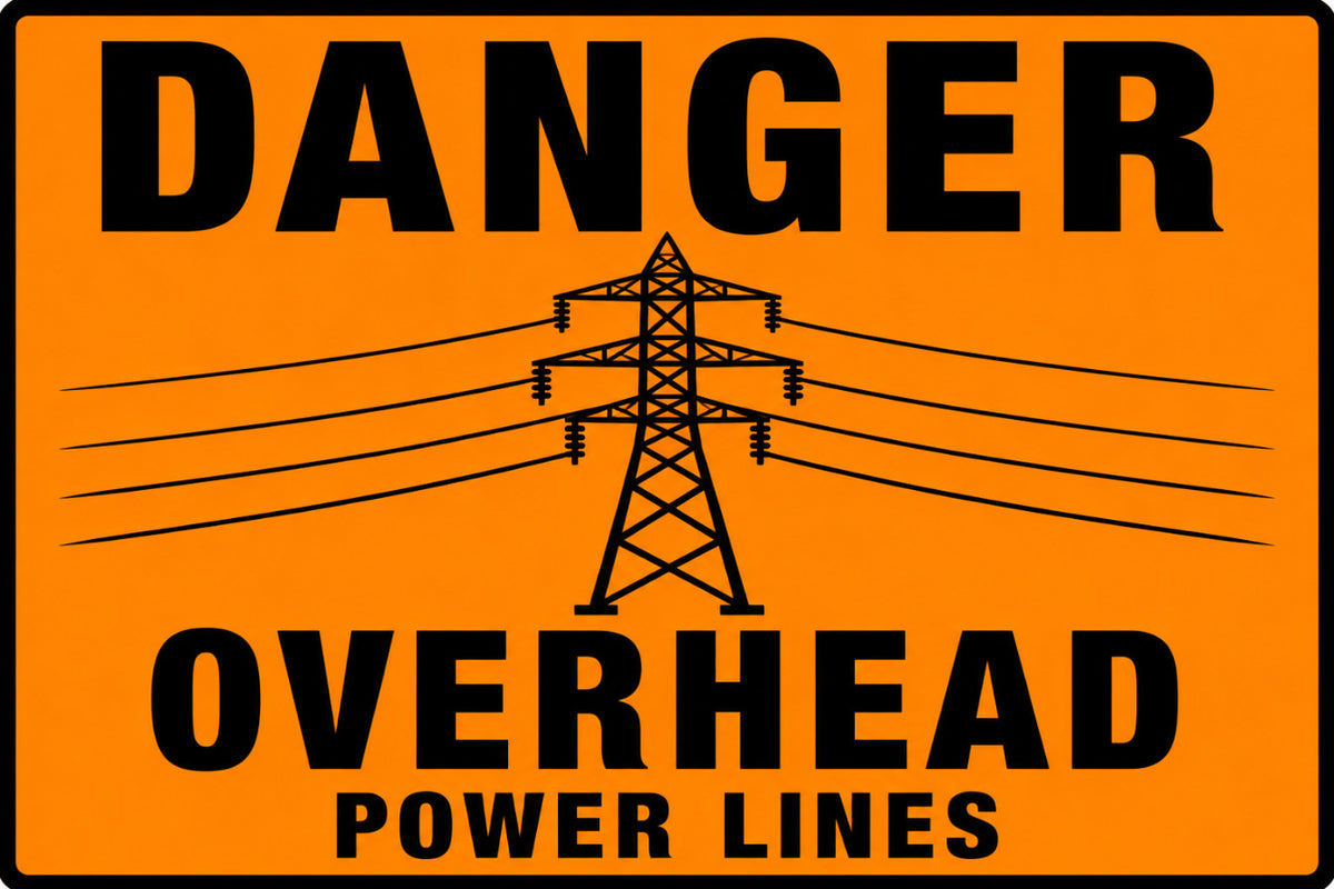 Danger Overhead Power Lines 4x6 vinyl sticker