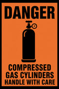Danger Compressed Gas Cylinders Handle With Care 4x6 vinyl sticker