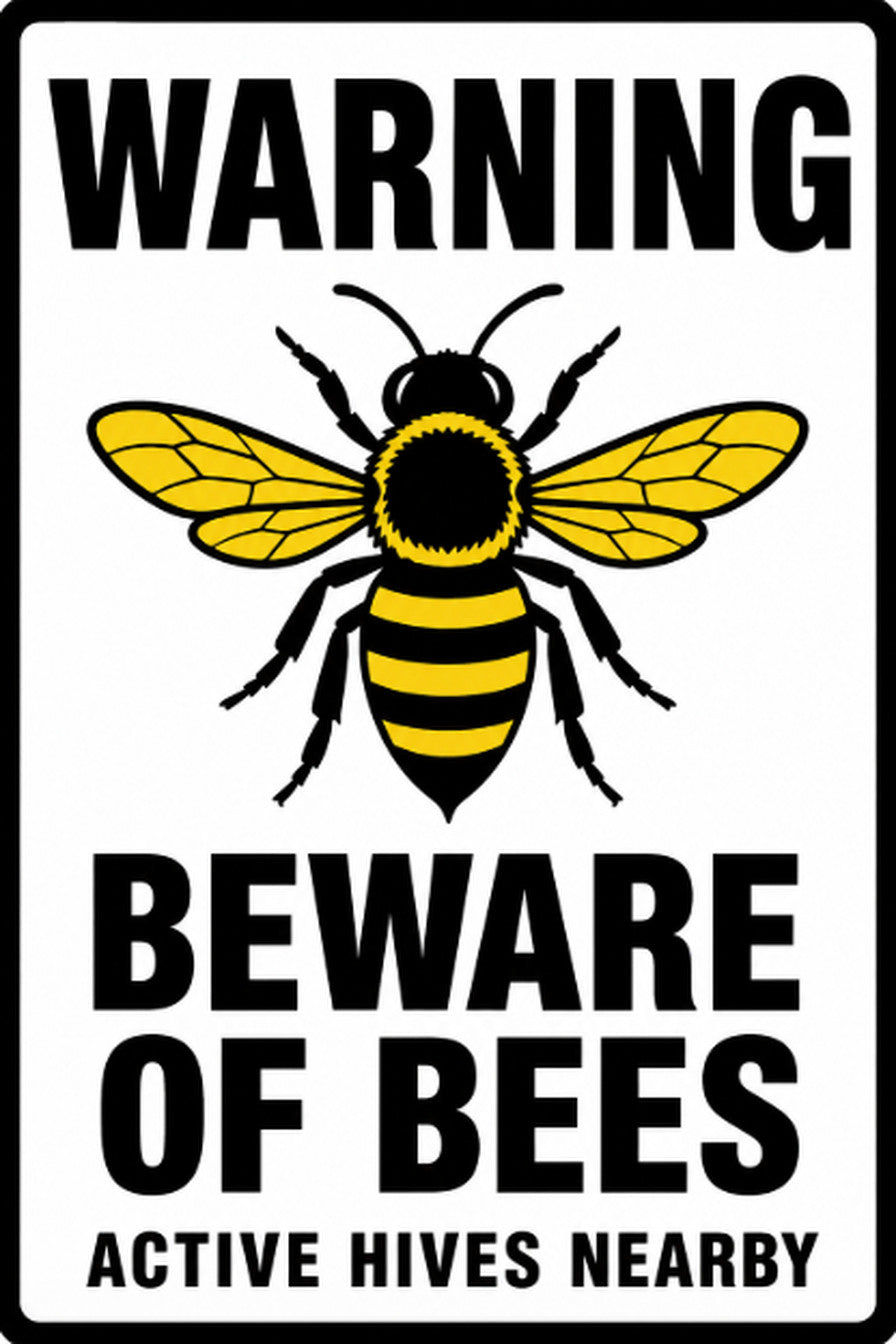 Warning Beware of Bees Active Hives Nearby 4x6 vinyl sticker