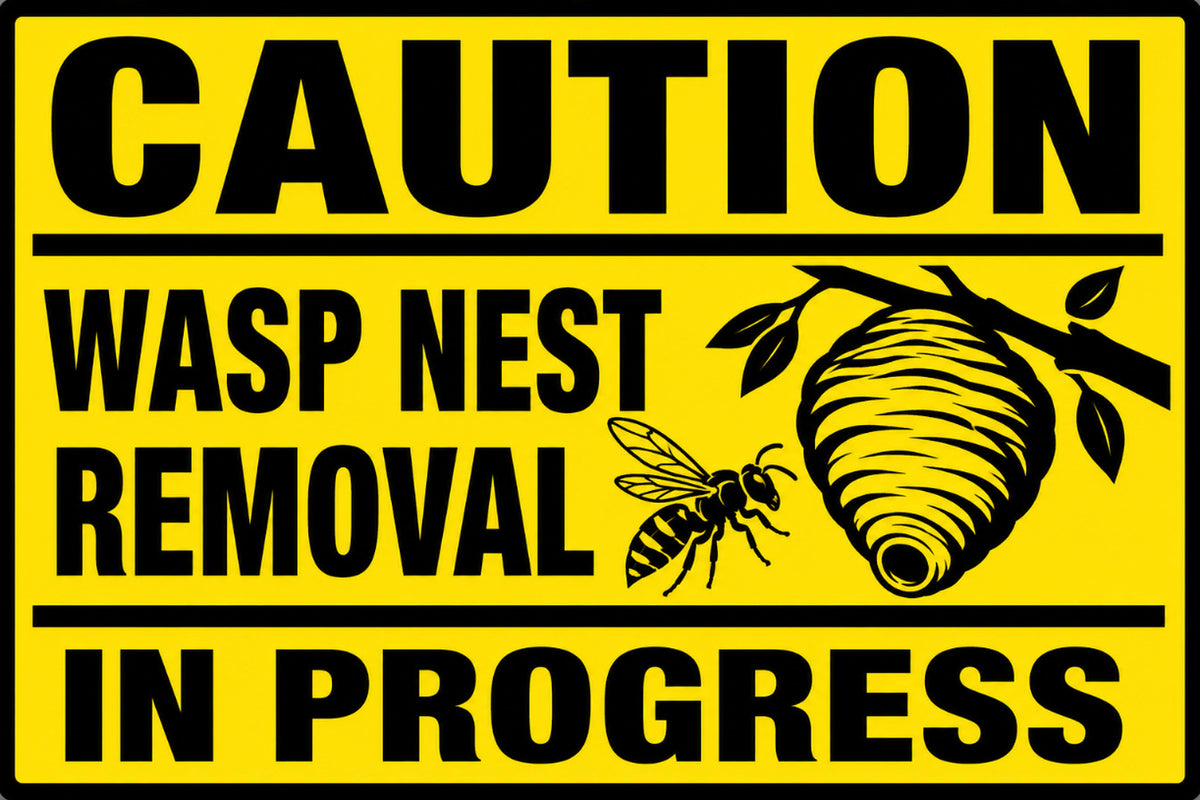 Caution Wasp Nest Removal In Progress 4x6 vinyl sticker