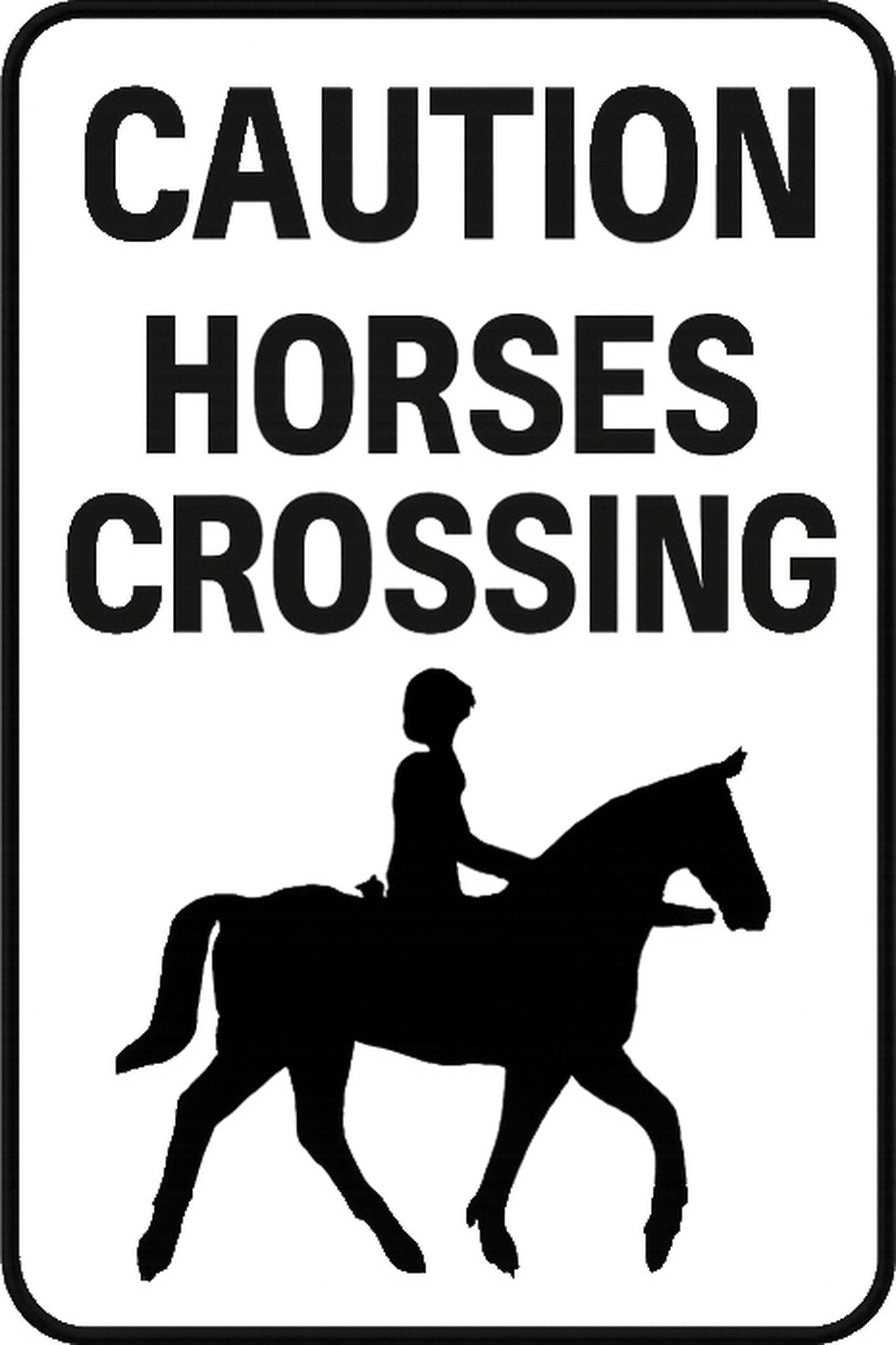 Caution Horses Crossing 4x6 vinyl sticker