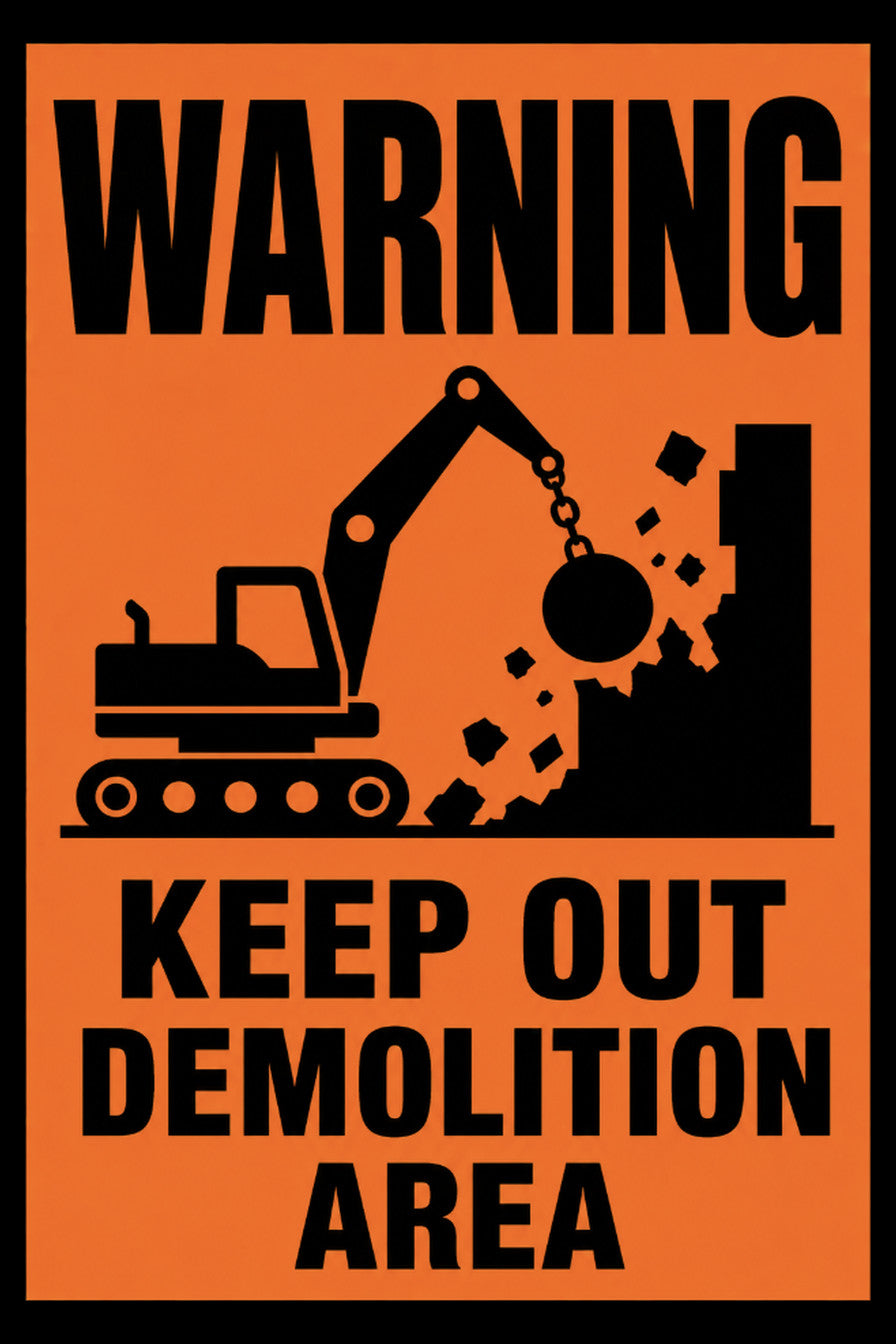 Warning Keep Out Demolition Area 4x6 vinyl sticker