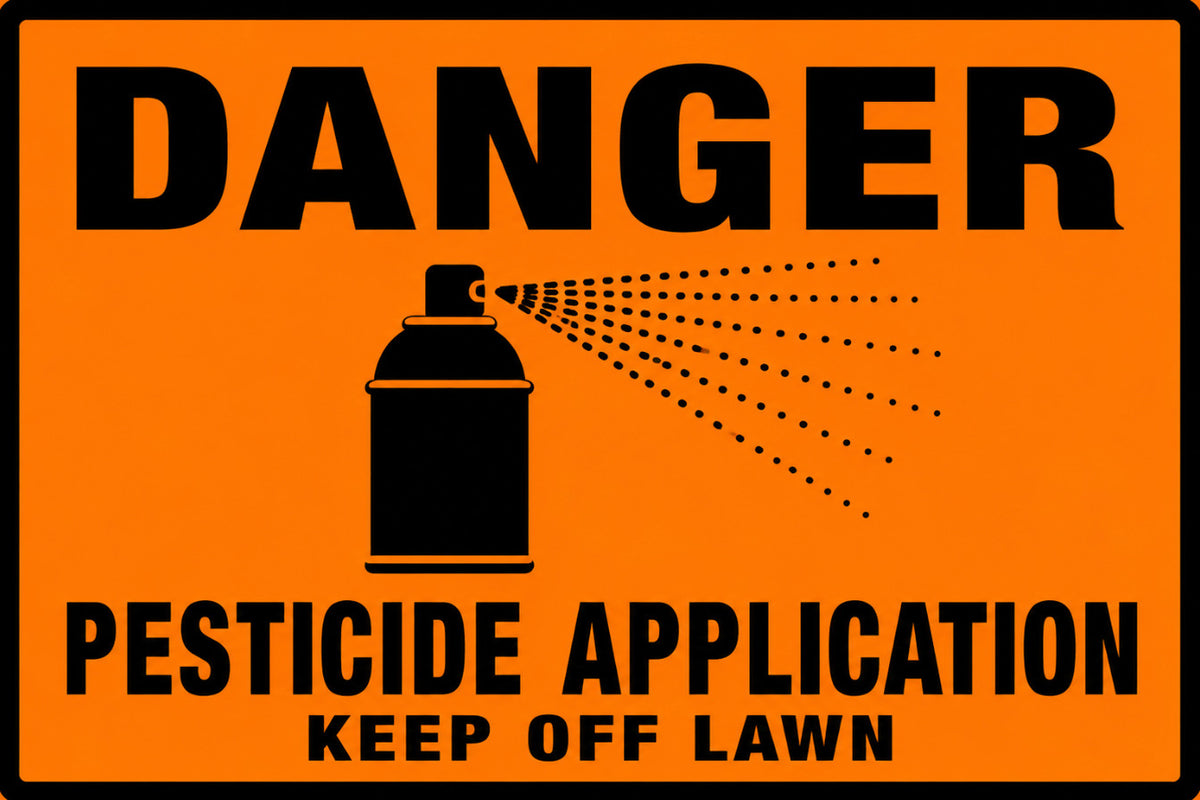 Danger Pesticide Application Keep Off Lawn 4x6 vinyl sticker