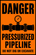 Danger Pressurized Pipeline Do Not Dig Or Excavate 4x6 vinyl sticker