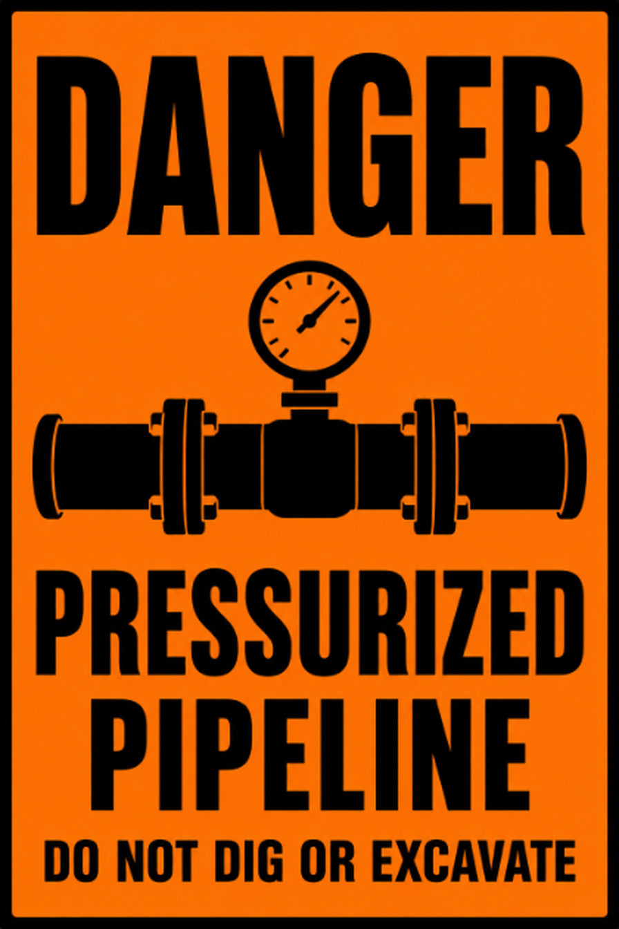 Danger Pressurized Pipeline Do Not Dig Or Excavate 4x6 vinyl sticker