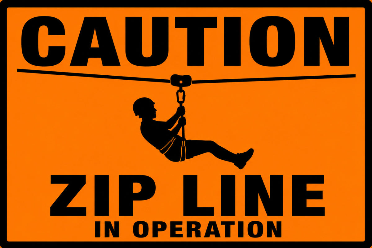 Caution Zip Line In Operation 4x6 vinyl sticker