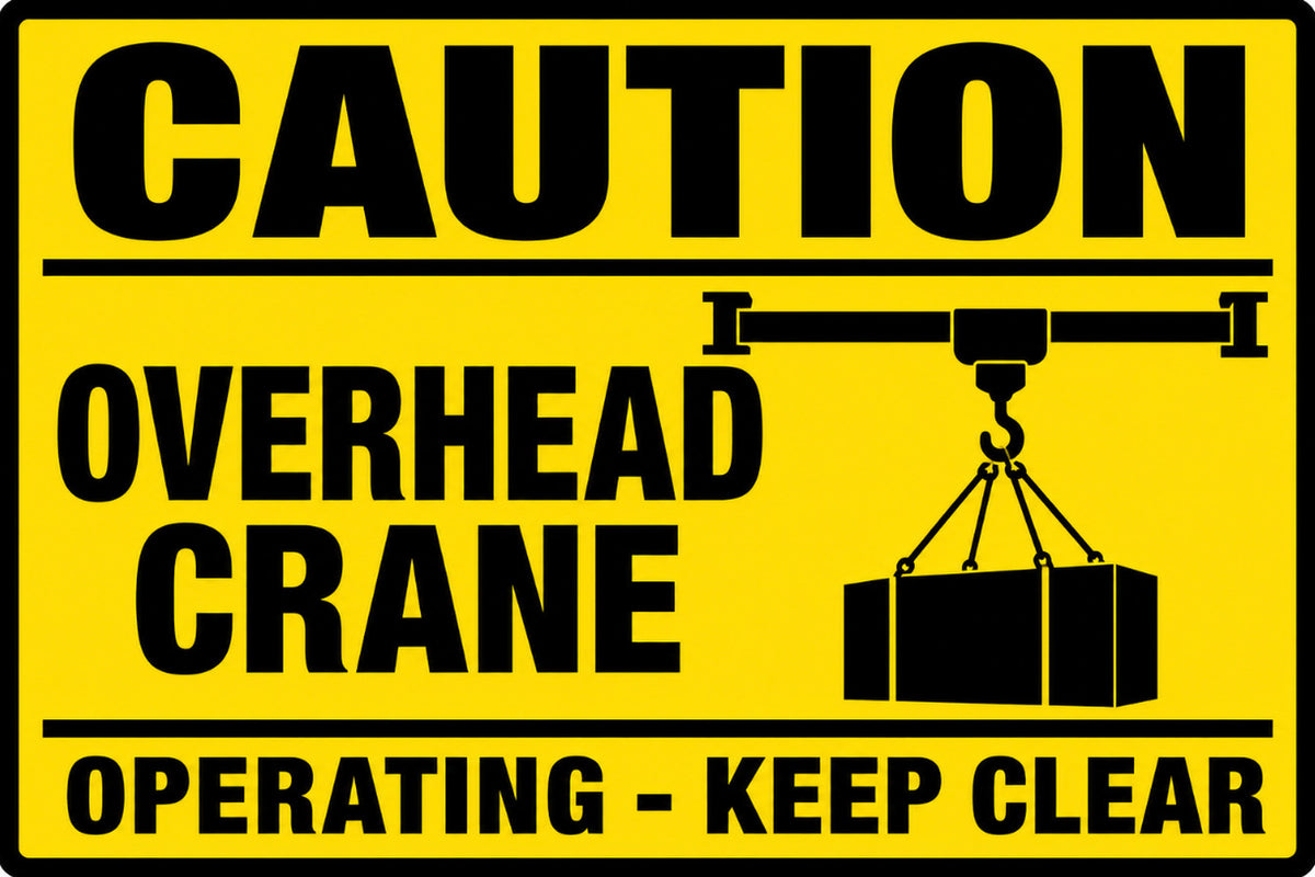 Caution Overhead Crane Operating Keep Clear 4x6 vinyl sticker